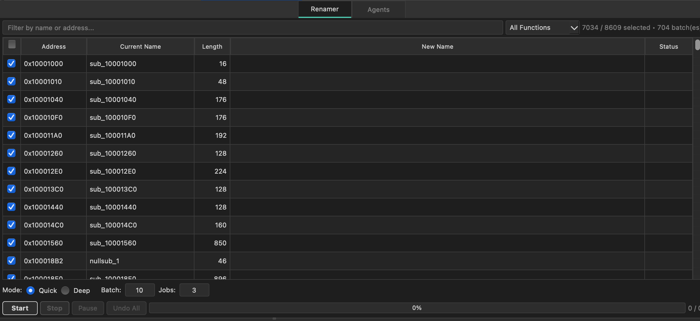 Bulk Renamer agent renaming symbols in batch